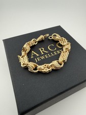 9ct Gold Stars & Bars & Tulip Bracelet 7.2" 10mm 26.59g approx