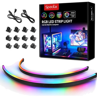 NEON Addressable RGB PC LED Strip, 2x15.7inch WS2812 RGB Rainbow Magnetic ARG...