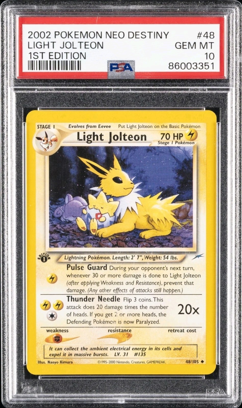 2002 Pokemon Neo Destiny Light Jolteon 1st Edition PSA 10 48/105 LOW POP 143