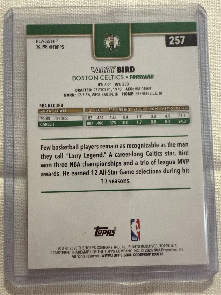 2025-26 Topps Black Border Variation Larry Bird /68 Boston Celtics - Image 2 of 2
