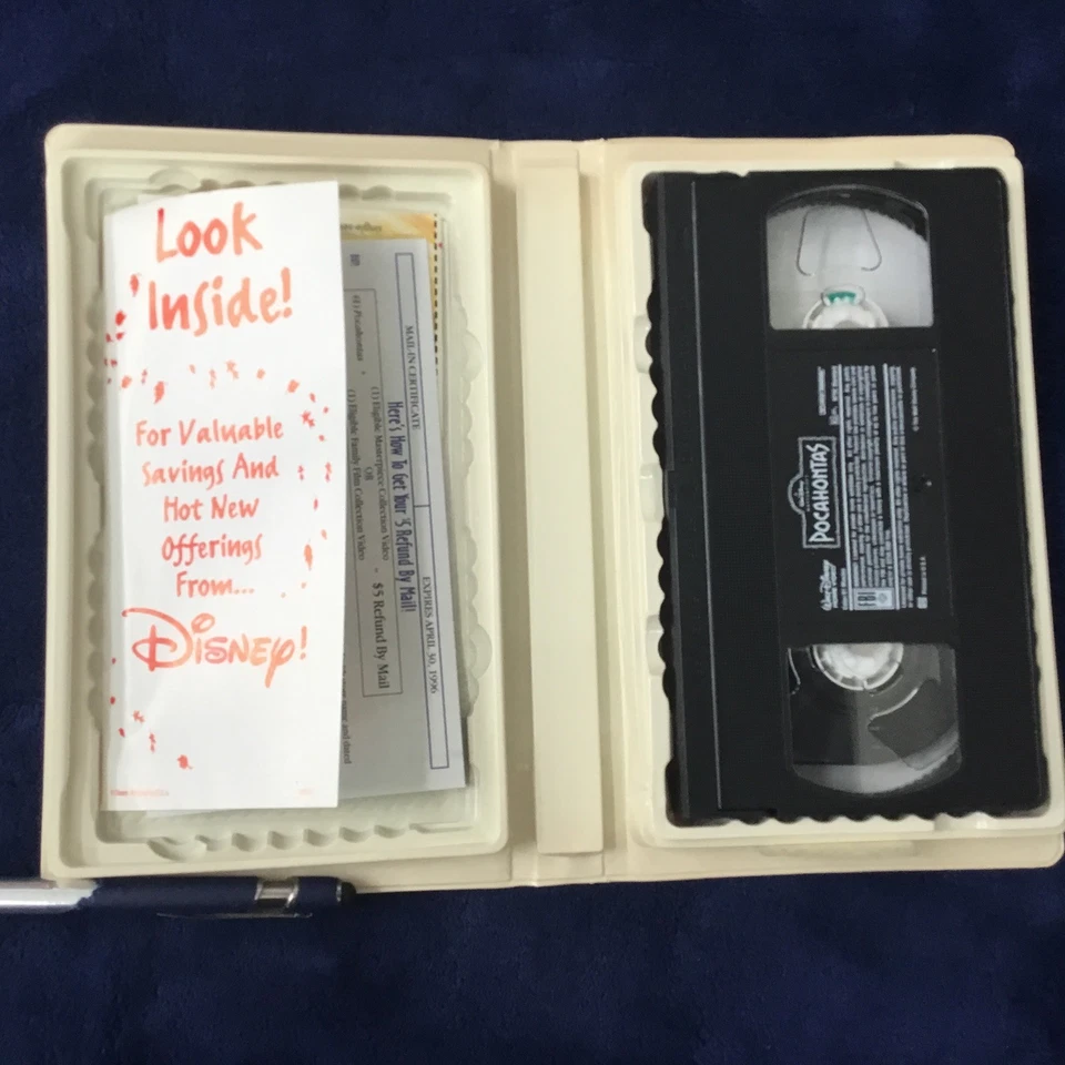 DISNEY NEW UNSEALED MASTERPIECE POCAHONTAS VHS TAPE w/Original Inserts  - Image 4 of 4