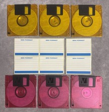 Verbatim DataLife 3.5" Neon Translucent Floppy Disks Lot of 6 1.44MB HD Labels