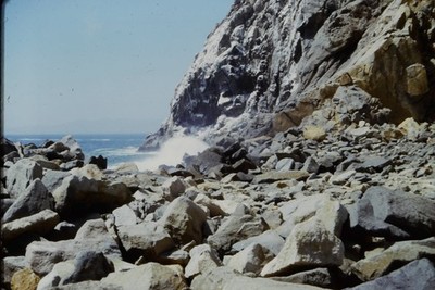 c1960's Kodachrome 35mm Slide, California Coastline, Rocky Shore, Crashing
