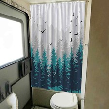 Forest RV Shower Curtains 47x64 inch Mountain Happy Camper Fabric with 8 Hooks