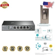 TP-Link ER605 V2 VPN Router, Gigabit Multi-WAN, Omada SDN, Advanced Firewall