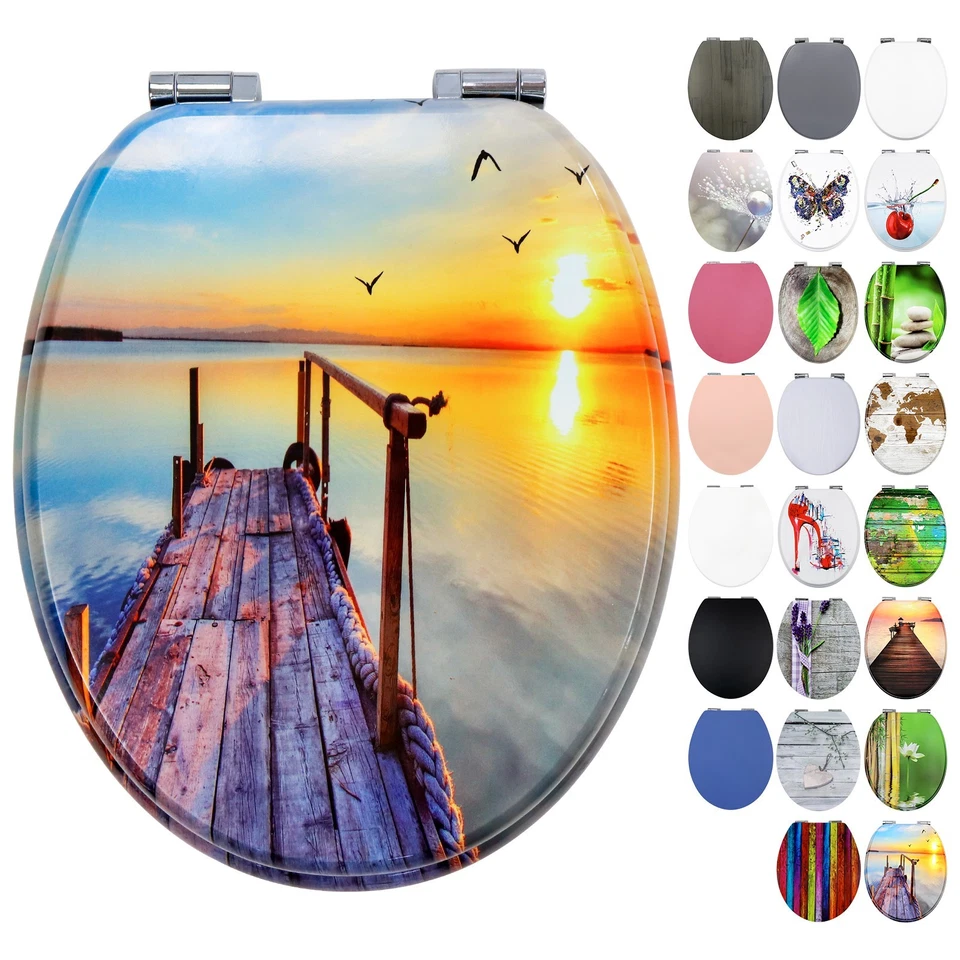 FANMITRK Holz WC Sitz mit Absenkautomatik, Hochwertiger Toilettendeckel Stabil Klodeckel