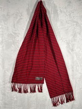 Red  Black Houndstooth Scarf With Fringe
