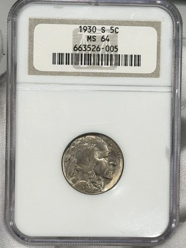 1930-S 5c Buffalo Nickel NGC MS64 Indian Head San Francisco Coin SEMI KEY DATE!