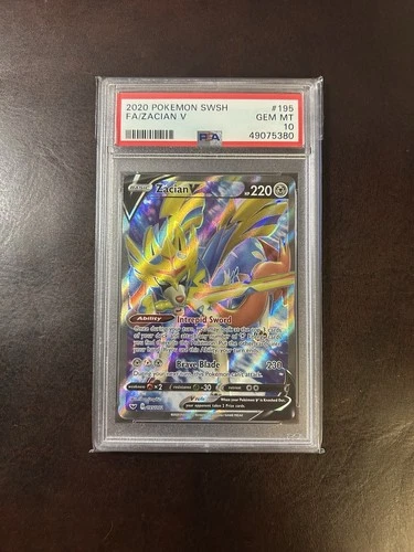 2020 Pokemon SWSH FA/Zacian V #195 GEM MINT PSA 10