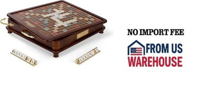 WS Game Company Scrabble Luxury Edition with Rotating Wooden Game Board