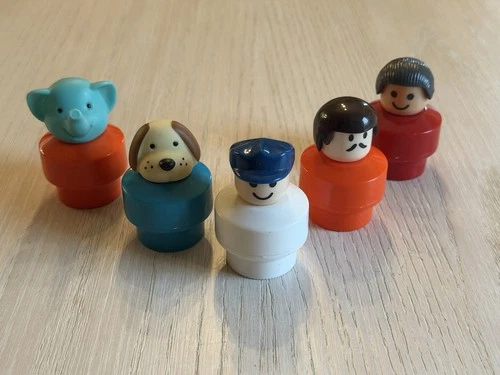 Fisher Price Little People Chunky Figures Elephant Dog Boy Lot Vintage 80s