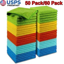 Microfiber Cleaning Cloth 50-60Pack Towel Rag Car Polishing Detailing No-Scratch