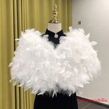 Women's Ostrich Feather Wrap Shawl Shrug Bolero Cape Bridal  Real Fur Shawl Warm