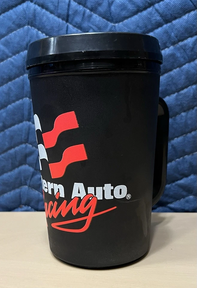 Taza de viaje Aladdin Western Auto Racing vintage 7” negra NASCAR copa patrocinadora EE. UU. Foto 4 de 4