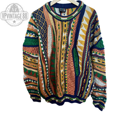 Vintage Coogi 90s Australia Knit Sweater Unisex Bold 3D Colourful Rare Pullover