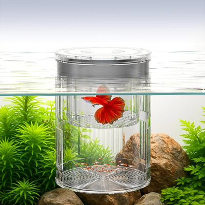 aquarium fish breeder box capetsma Breeding Box, Acrylic Fish Isolation with Suction Cups, Acclimation Hatchery Incubator for Baby Fishes Shrimp Clownfish and Guppy... Small Size (S) : Pet Supplies Includes lid.Made in the USA. Floating Acrylic Breeder Box for