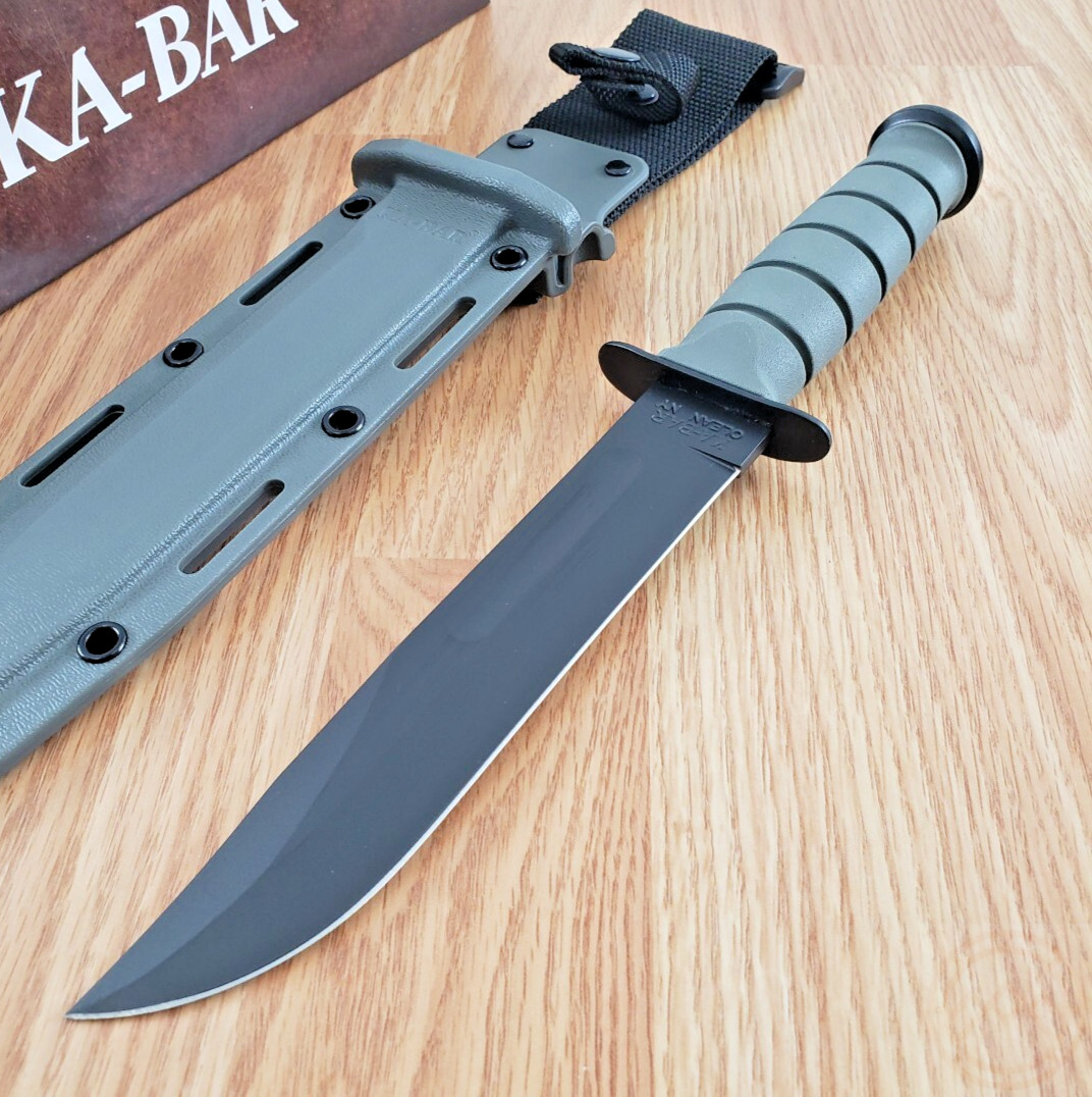 7" Black 1095hc Steel Blade Grooved Rubber Handle