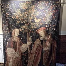 Stunning Medieval Tapestry Polyester Fabric Print 90 Inch High