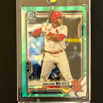 Topps 2021 Bowman Draft Chrome Malcom Nunez #BDC-56 Aqua Lava /199 Cardinals MLB