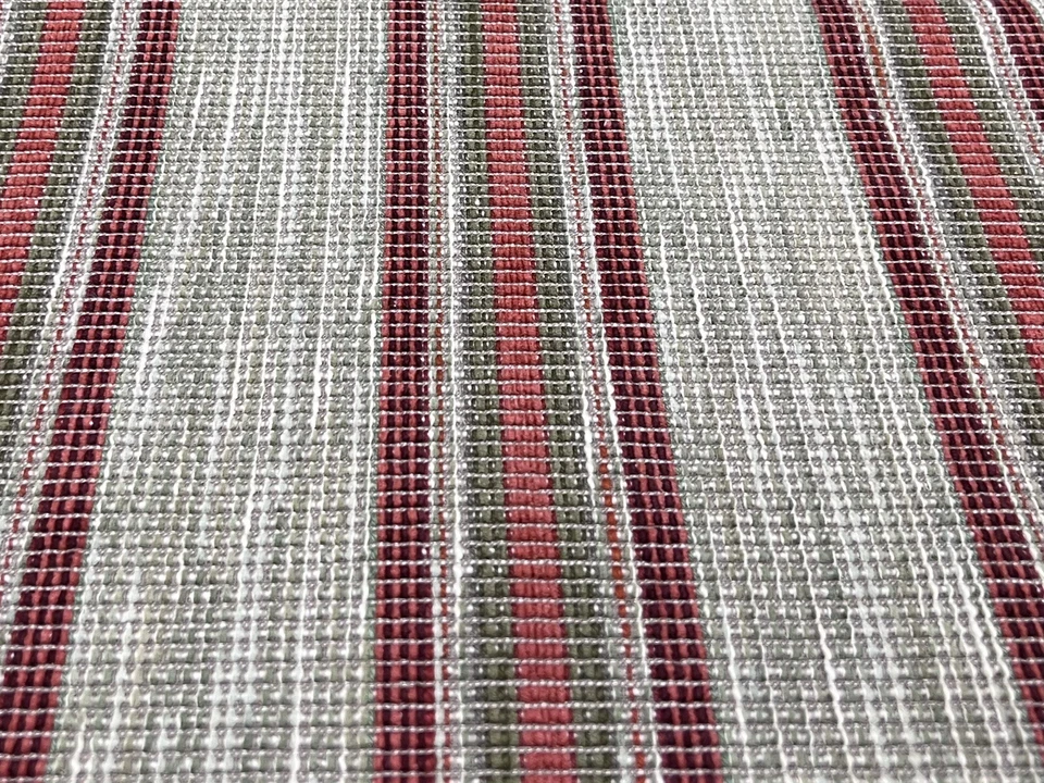 Tela con textura otomana Colefax & Fowler - rayas Kennet / rojo verde 2 yardas F4640-01 Foto 2 de 3