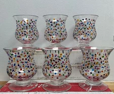 Vintage Set 6 Cordial Short Stem Wine/Dessert Glasses Clear footed