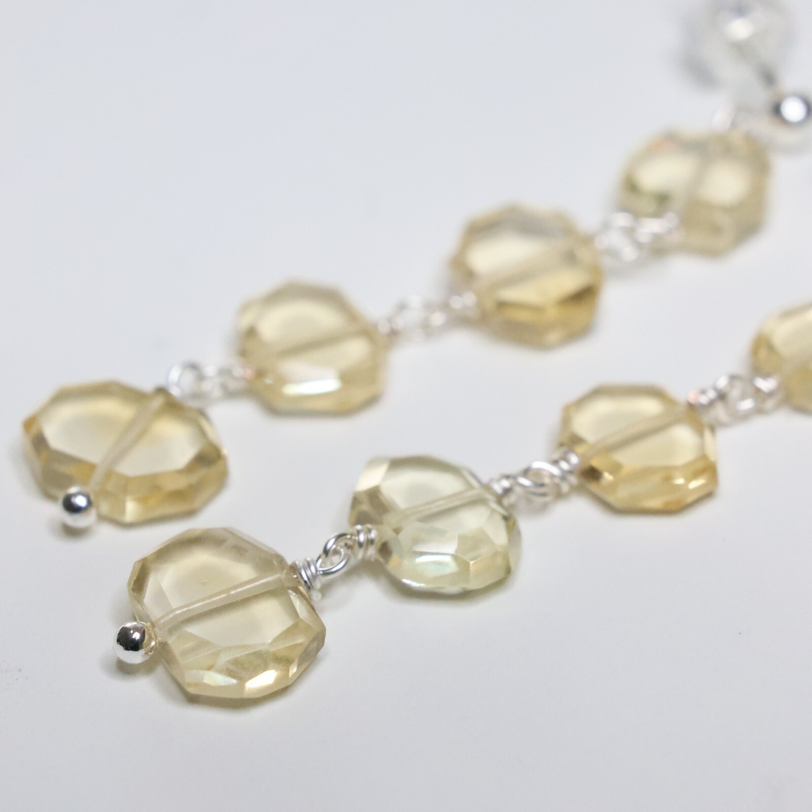 Boucles d'oreilles en argent et citrine naturelle jaune, modèle 2117 pour femme