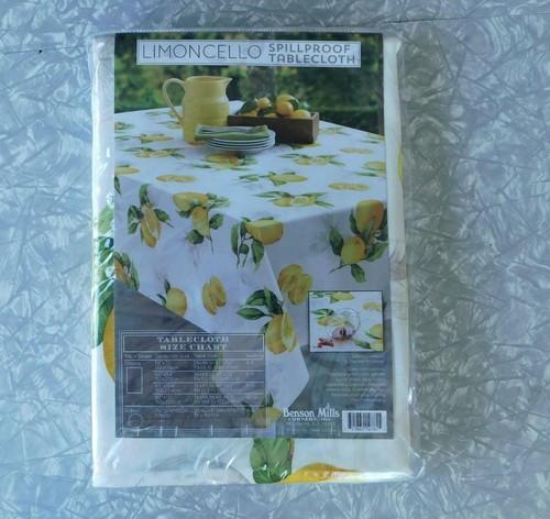 Benson Mills Limoncello Lemon Fruit Tablecloth 60x84" Rectangular Polyester NEW - Picture 2 of 4