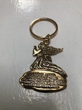 Traveler's Guardian Angel Auto Key Ring in Antique Gold Plate Made in USA NEW