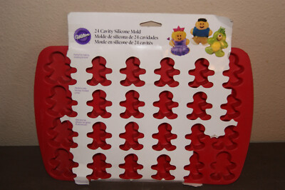 Wilton Gingerbread Boy Silicone Mold Red Great for CHRISTMAS Jello girl Candy 24