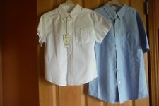 Boy's white or Chambray Dress shirts, George sizes XS 4-5 to XXL 18