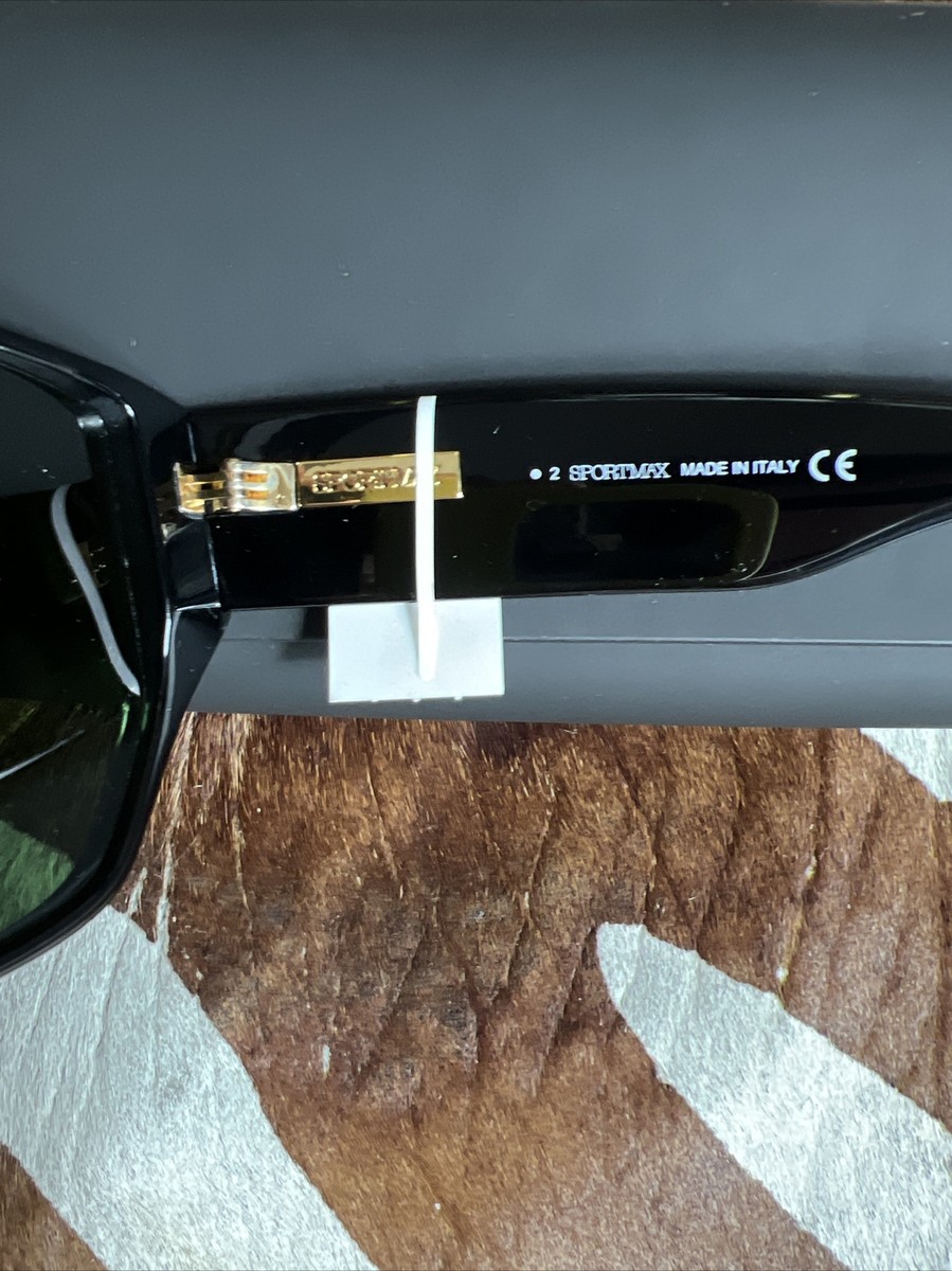 Sport Max 55mm Geometric Sunglasses Black Shiny/Green Lens  display picture 2