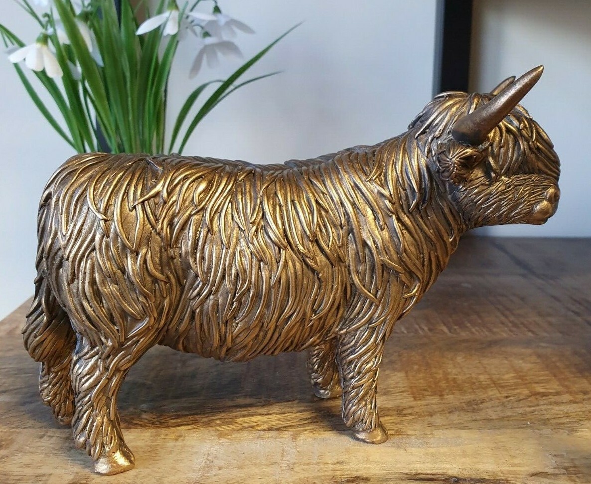 Bronze Highland Cow Ornament Figure Sculpture Home Decor Leonardo