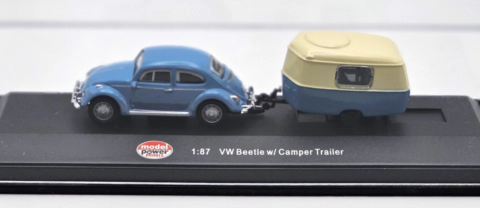 Model Power Mini VW Beetle with Camper Trailer 1:87 Scale (A9) - Image 2 of 4