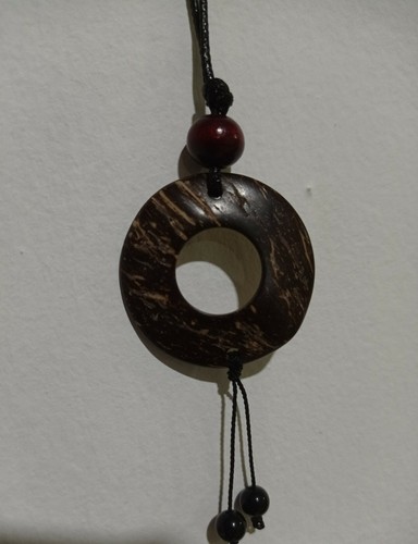 Brown Coconut Shell Round Pendant with black handmade Chain Necklace 100%Natural - Picture 6 of 6