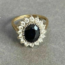 2Ct Oval Lab-Created Deep Blue Sapphire Halo Wedding Ring 14K Yellow Gold Finish