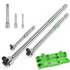 Breaker Bar Set 1/4" 3/8" 1/2" Drive 6 Pieces 6-15" Length 180° Head Heavy