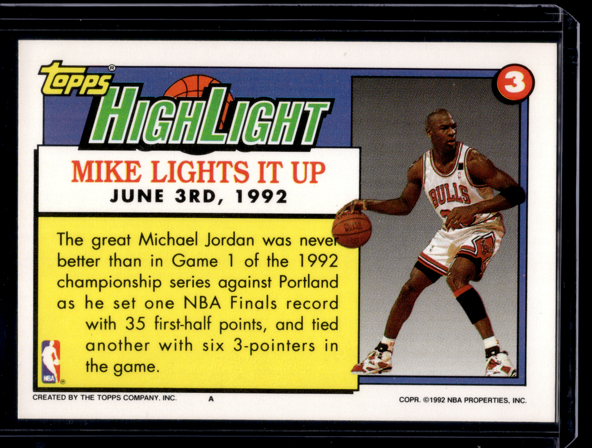 Michael jordan TOPPS パラレル　レア　ジョーダン Michael Jordan Highlight Topps 1991-92 Card #3 Chicago Bulls