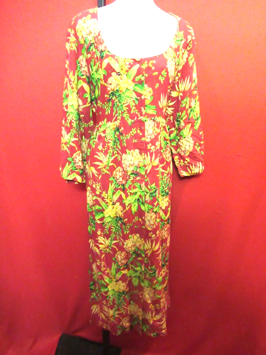 APRIL CORNELL Vintage Pink Floral Peasant Dress 2x empire waist tie