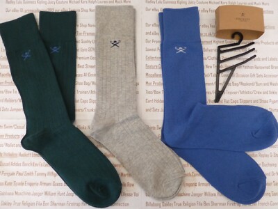 HACKETT 3 pk Smart Sock Mens Mix Colour Cls Logo Rib-Stripe O/S Socks BNIP rp£40
