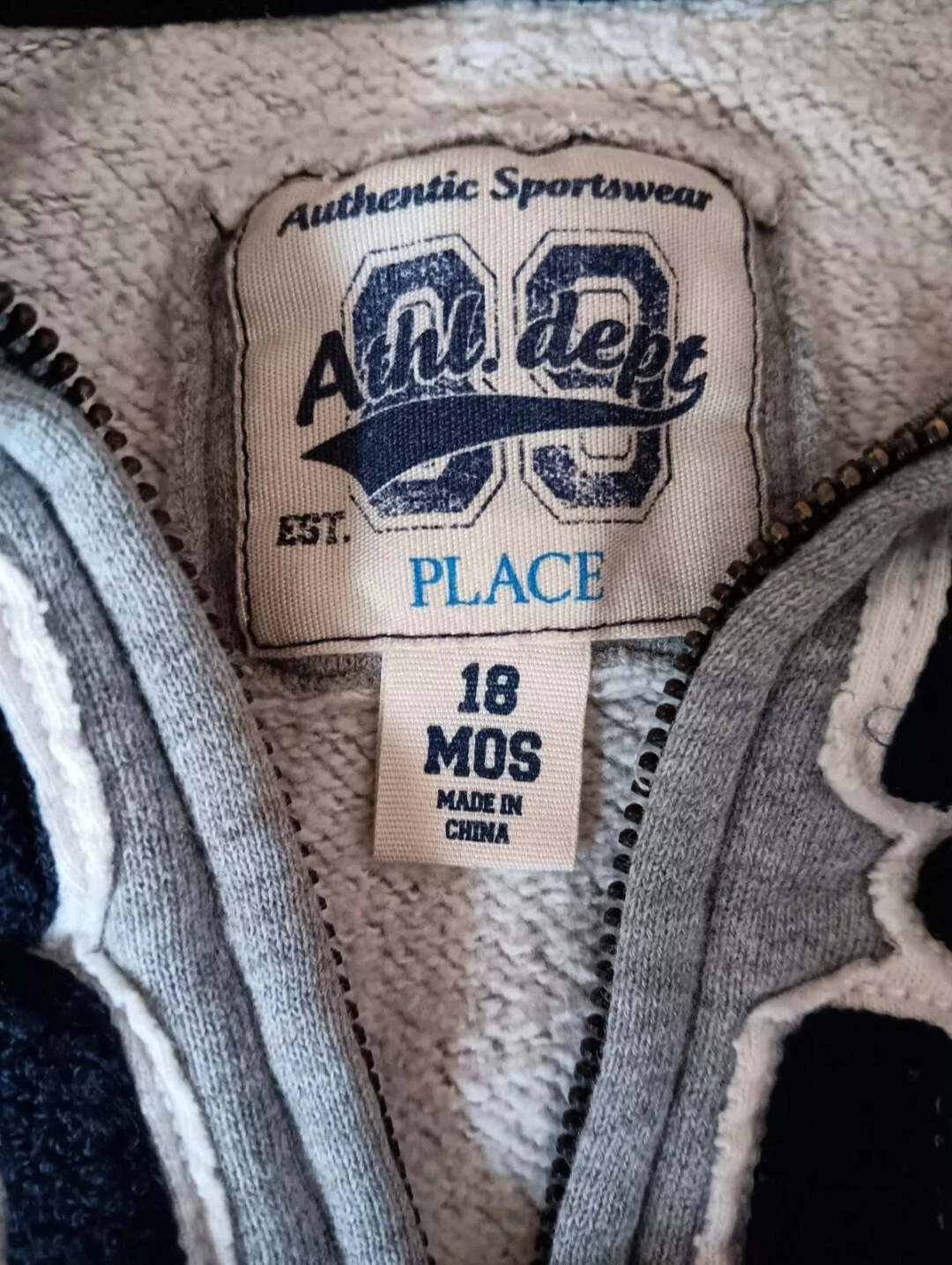 VETEMENTS Giacca 18 mesi ragazzo abbigliamento sportivo atletico felpa con cappuccio maglione zip grigio e blu 33