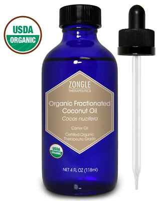 Zongle USDA Certified Organic Fractionated Coconut Oil, Cocos Nucifera, 4 Oz