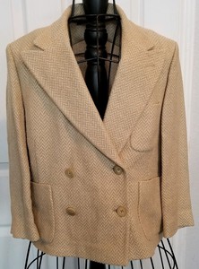 ralph lauren jacket blazer camel linen tan silk label womens medium