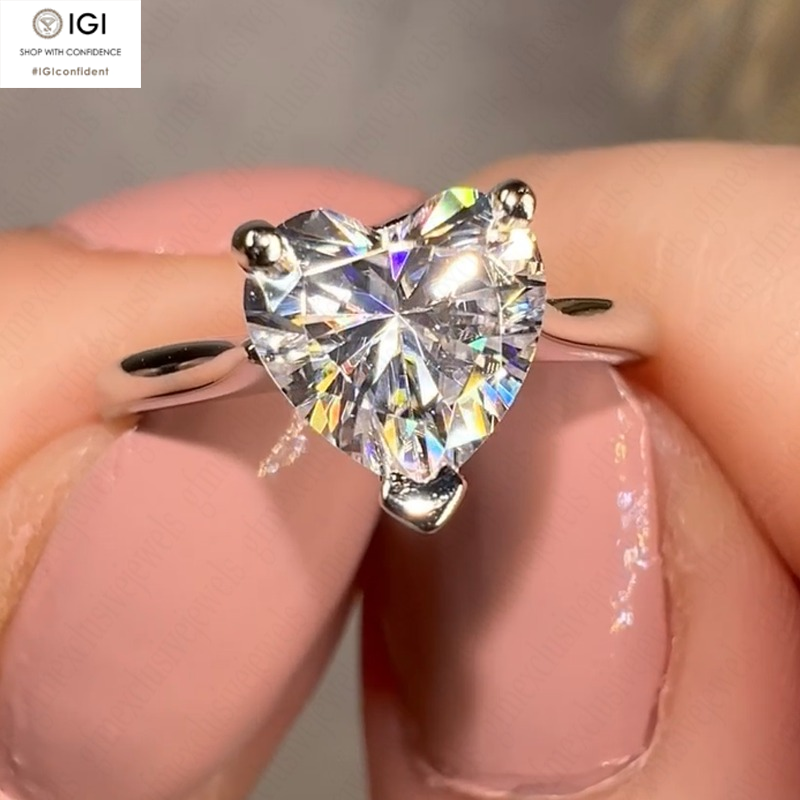 Heart Cut IGI Lab Grown Diamond Engagement Ring In Solid