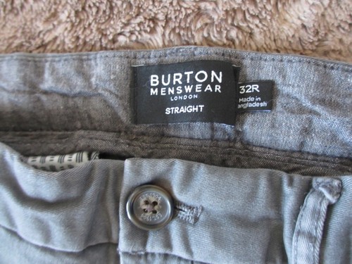 Mens' Straight Fit Chinos by Burton - Size 32R, Colour - Grey - Picture 3 of 4