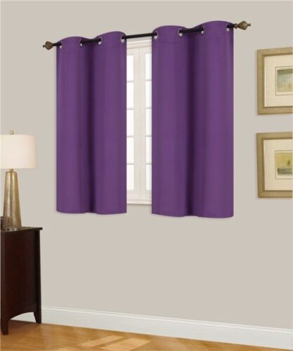 2PC GROMMET PANEL THERMAL 100% BLACKOUT WINDOW SHORT CURTAIN DRAPE 54" K54 - Picture 63 of 106