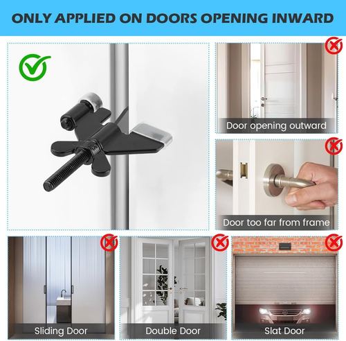 Portable Door Lock, Home Security Door Locker for Additional Safety and Privacy, - Picture 8 of 9