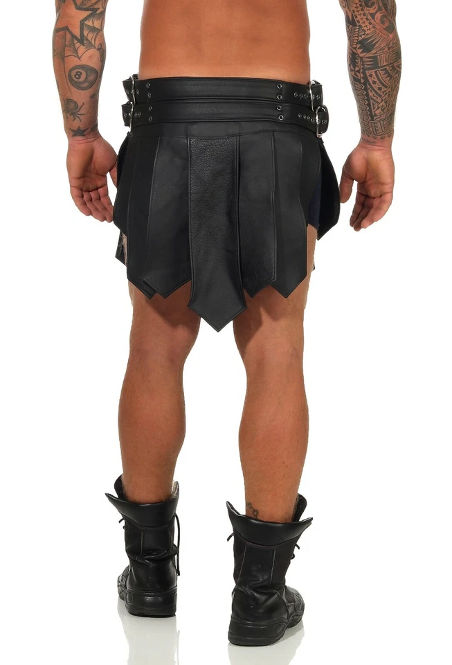 Falda Gladiador XXL Kilt Cuero Real 2 Hebillas Cinturón B Legionario Medieval Foto 4 de 4