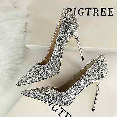 Scarpe decolte eleganti stiletto 9 cm silver strass pelle sintetica 1564