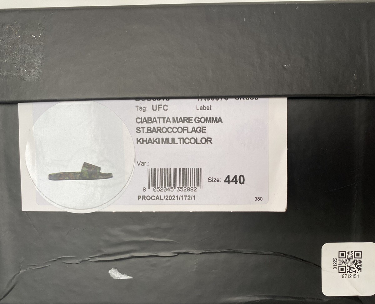 NIB $395 Versace Baroccoflage Slides Sandals Khaki 9 US (42 Euro) IT DSU6516 Rubber Sliders Green | VERSACE US main image 2