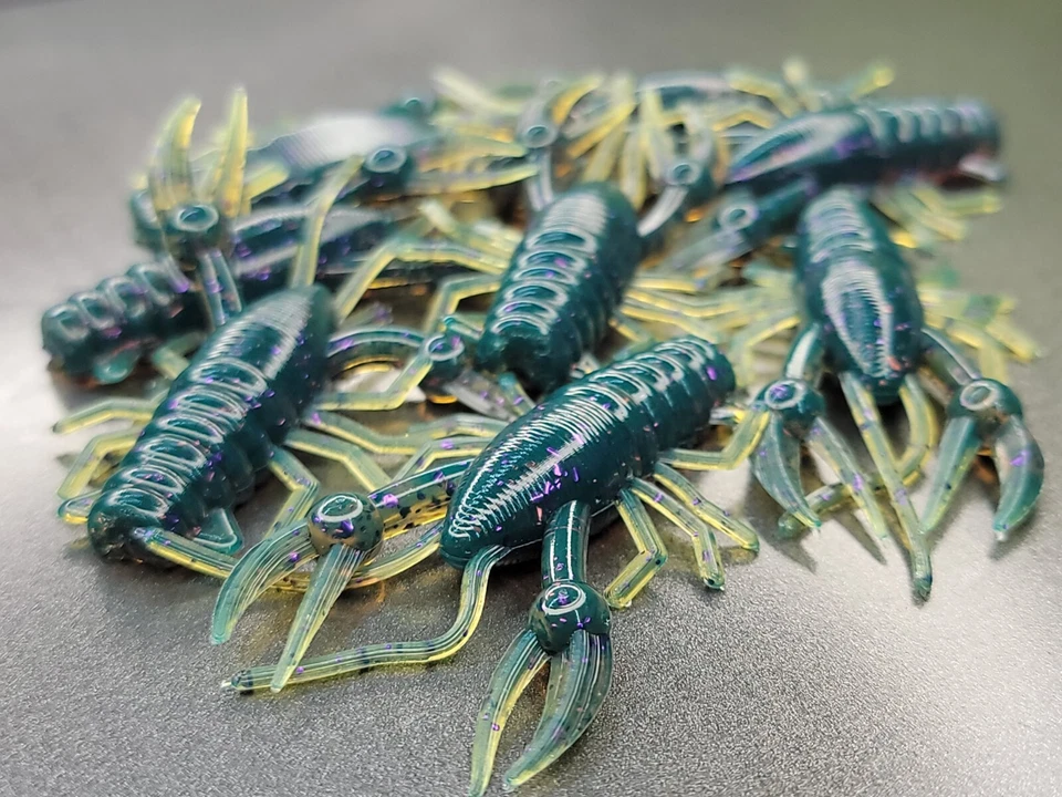 (16) 2" MINI CRAW "Mtr Aceite/Púrpura" Crappie Panfish Jig Señuelo Plástico Suave Foto 4 de 4